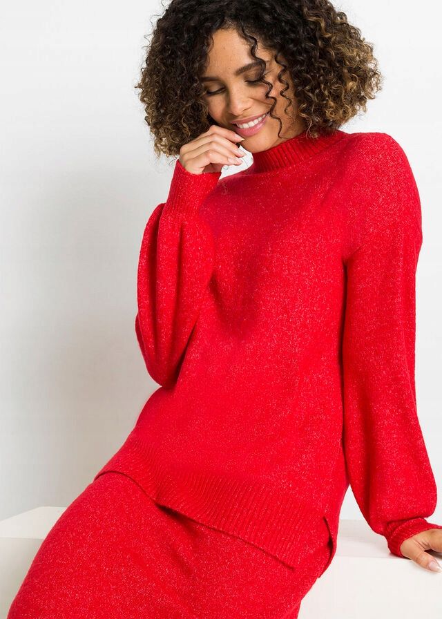B.P.C czerwony sweter dłuższy r.44/46