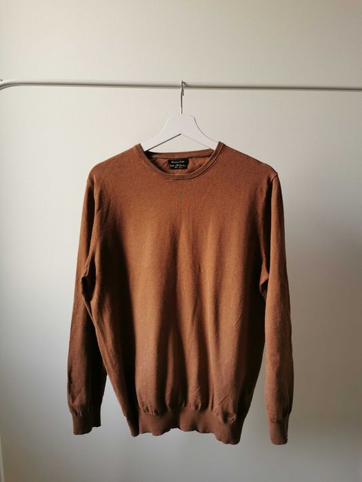 Massimo Dutti brązowy sweter jedwab kaszmir bawełna