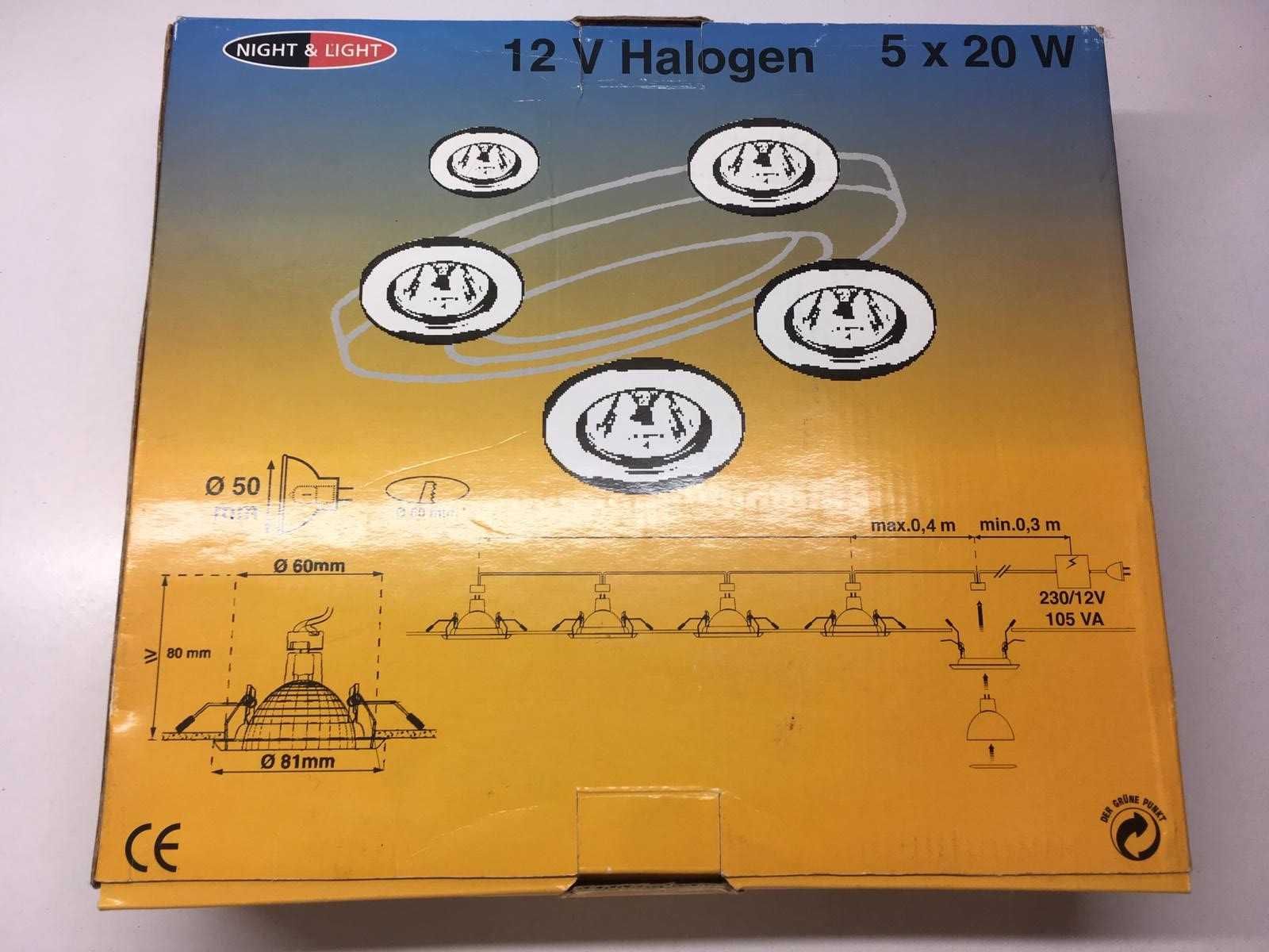 5 Lâmpadas de Halogéneo + Transformador