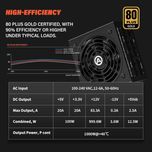 блок живлення  ARESGAME 1000W ATX Power supply, 80 Plus Gold