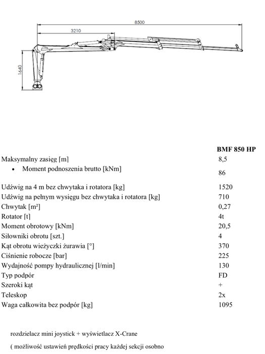 Przyczepa Leśna BMF 14t Zuraw 850Hp 8.5 LS Mini Joystick Parker 600x22