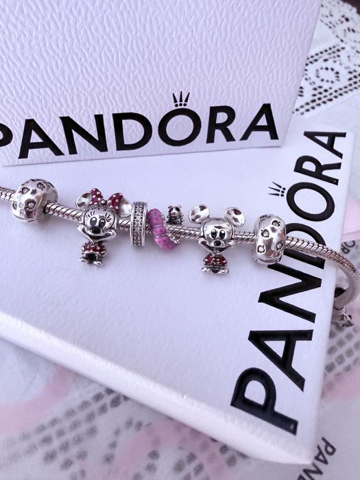 Pulseira Pandora 17,contas Mickey & Minie e mais contas,origem Pandora
