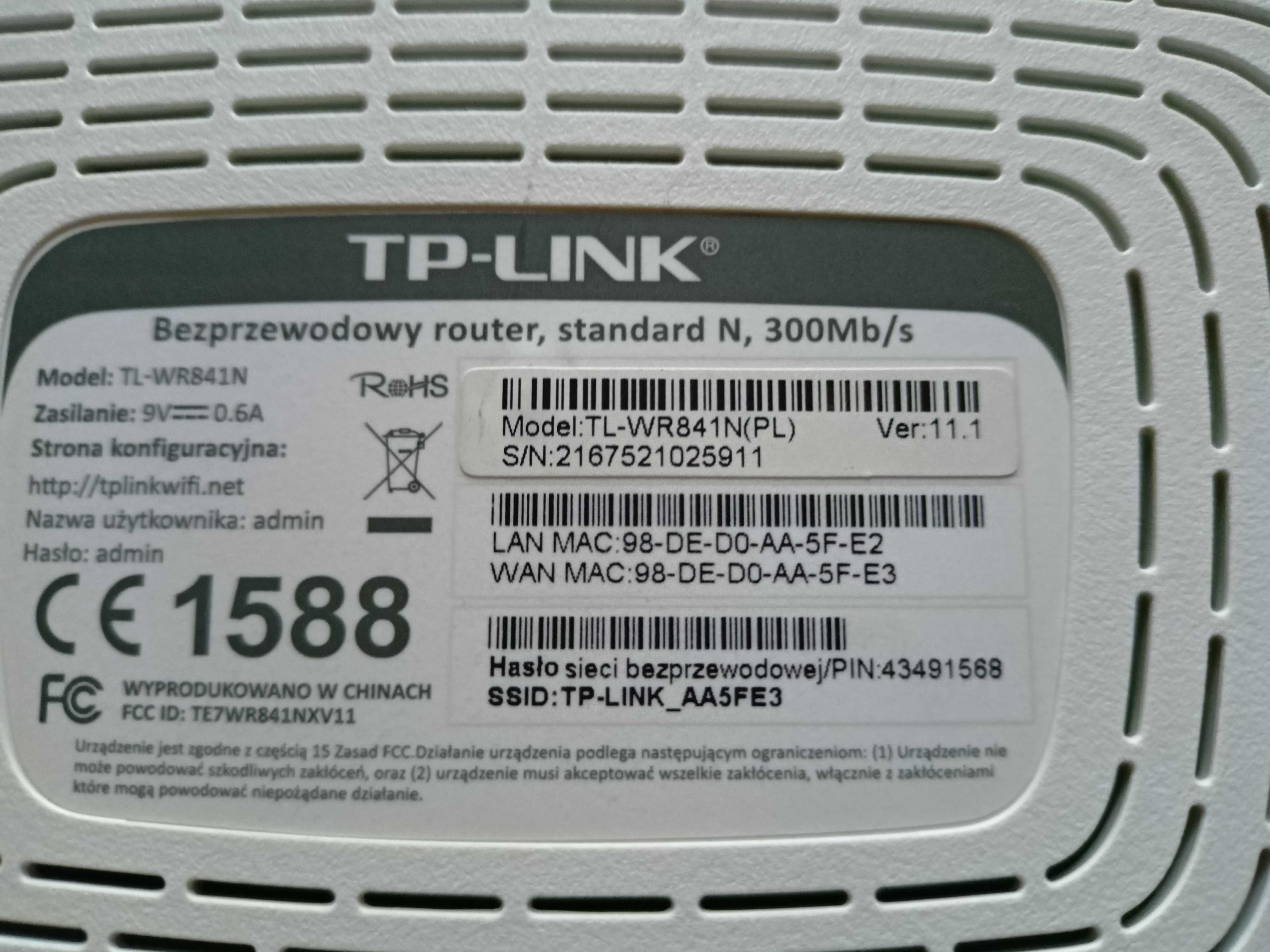 Router bezprzewodowy TP-Link TL-WR841N