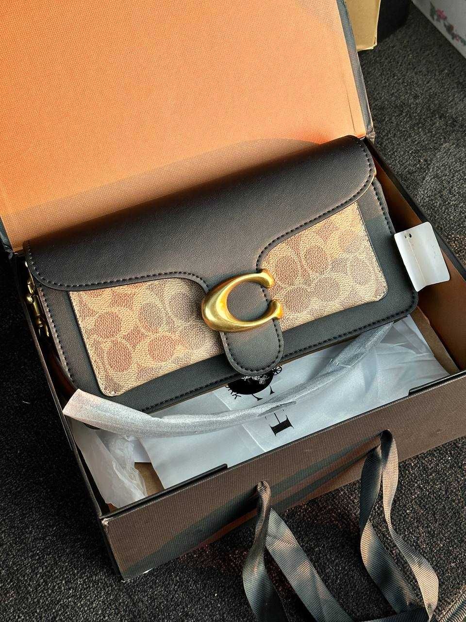 Coach Tabby Black/Beige Shoulder Bag In Signature Canvas