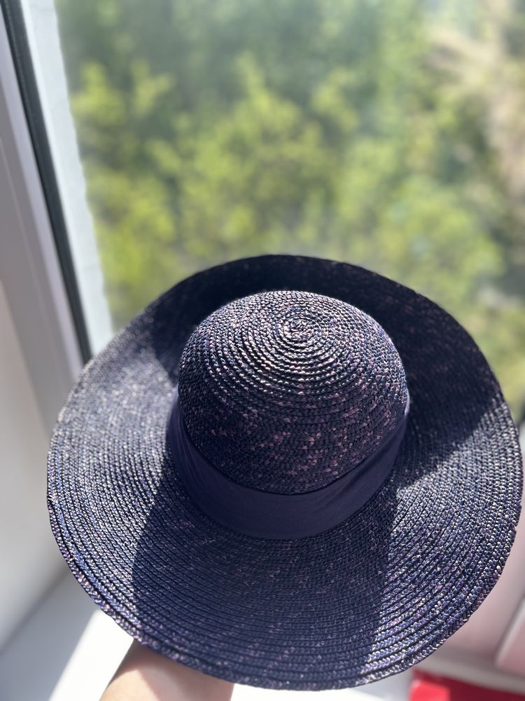 Соломʼяна шляпа літня фіолетова капелюх