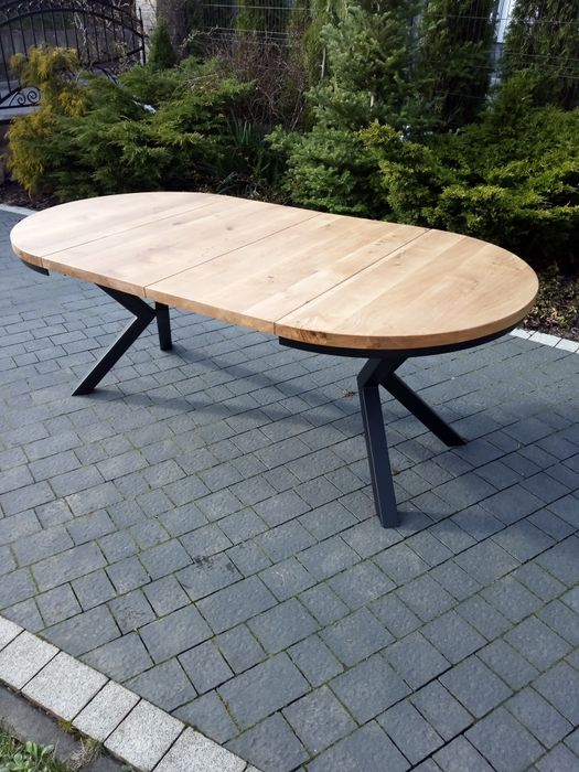 Stół okrągły 110 + 2 wkładki po 50dębowy lity dąb naturalny