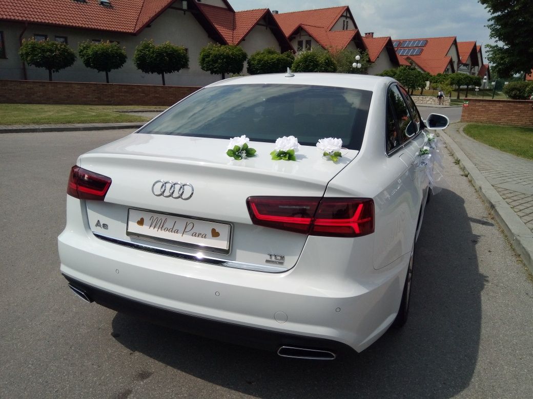 Audi A6 S-Line Wolne terminy białe auto do ślubu samochód wesele limuz