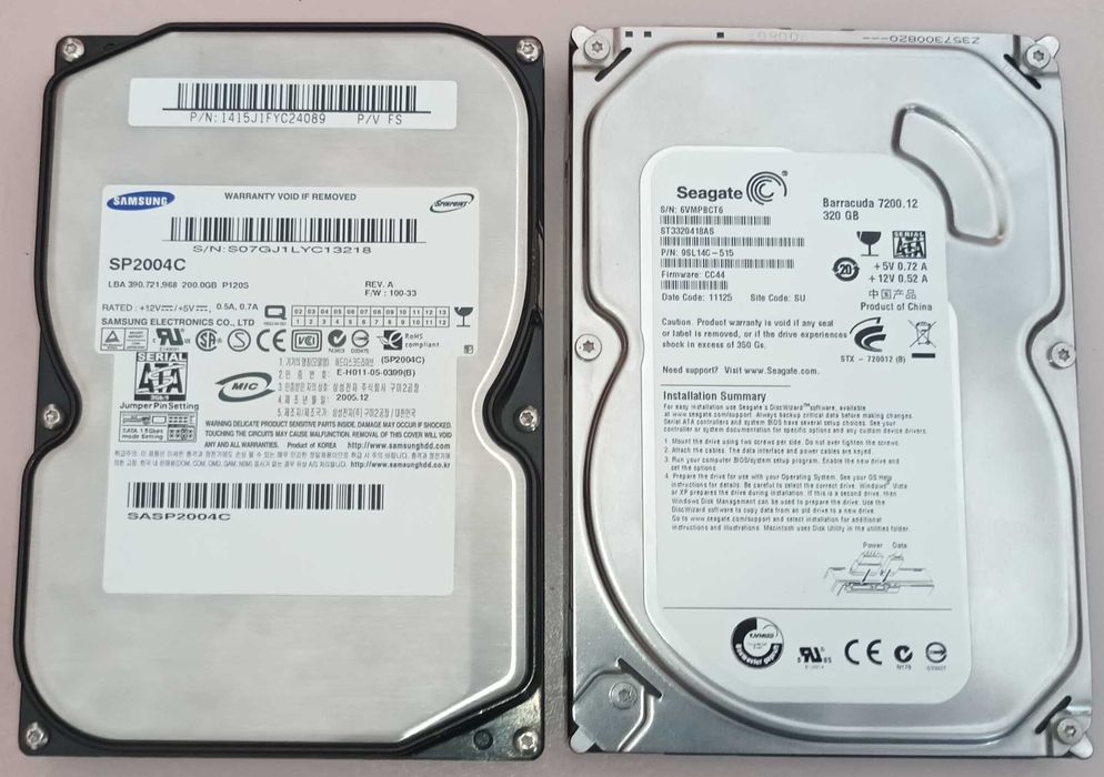 Discos rigidos HD 3,5'' SATA 320 GB e 200 GB