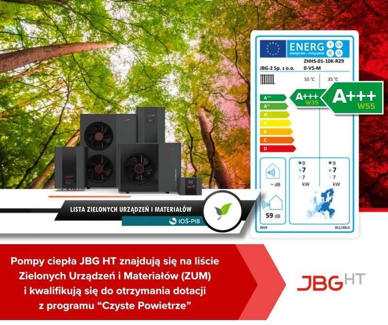 JBGHT Polskie pompy ciepła klasy premium 6kW/10kW/15kW czynnik R-290 z