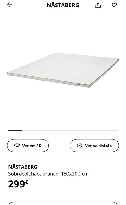 Sobrecolchão IKEA NÄSTABERG – excelente estado