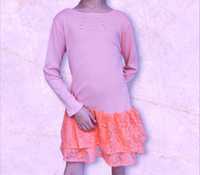 Tunika różowa 134/140 mini sukienka cyrkonie elegancka nowa handmade