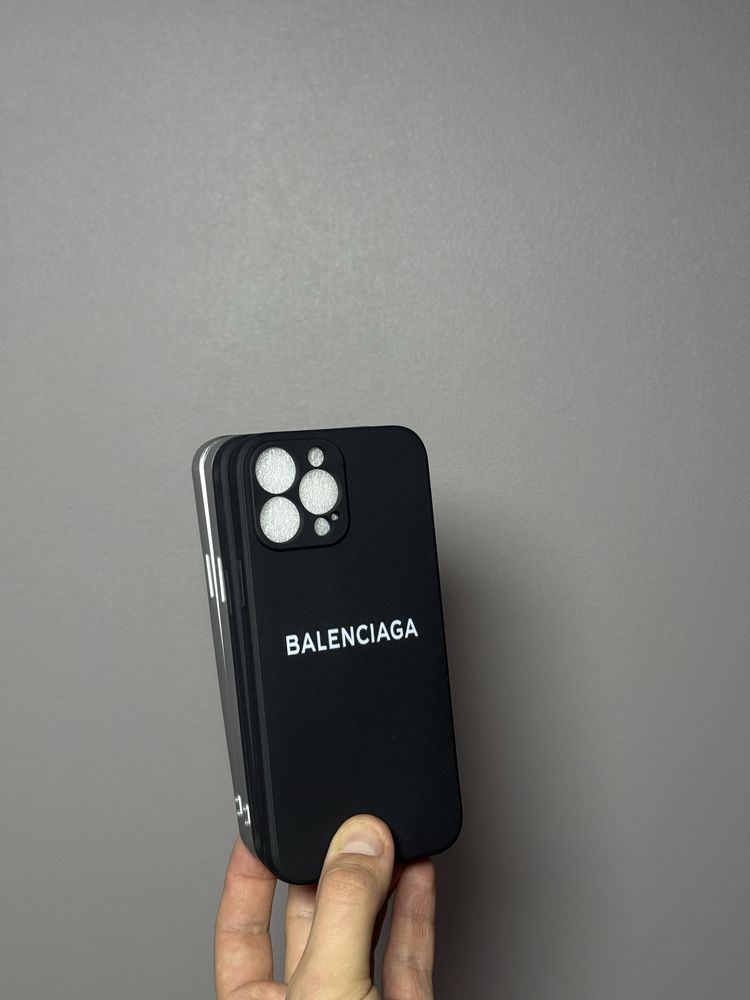 Чохол на айфон case for Iphone Balenciaga Case Logo срібний чорний