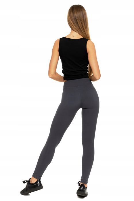 Legginsy Damskie Grafit Wysoki Stan Kryjące Getry Klasyczne Moraj L/XL