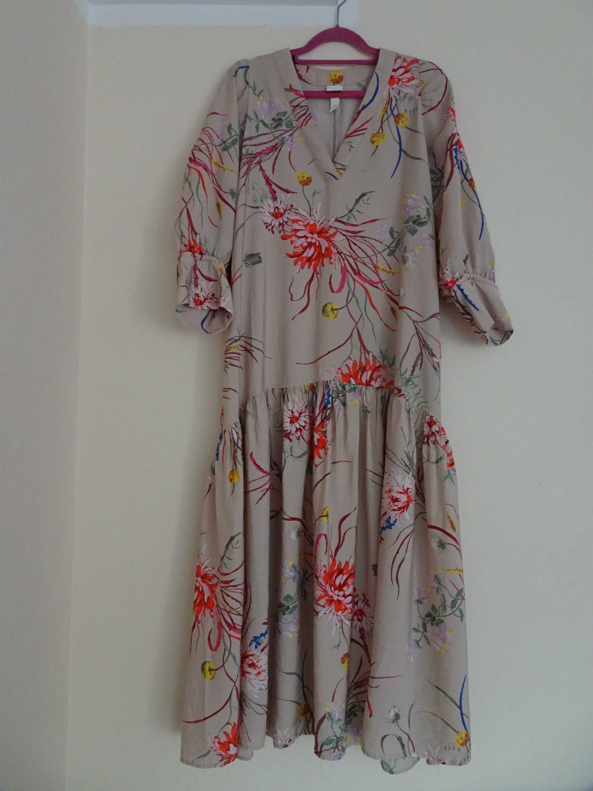 H&m sukienka w kwiaty L/XL maxi