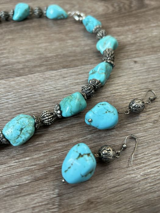 Бирюза комплект сережки и колье