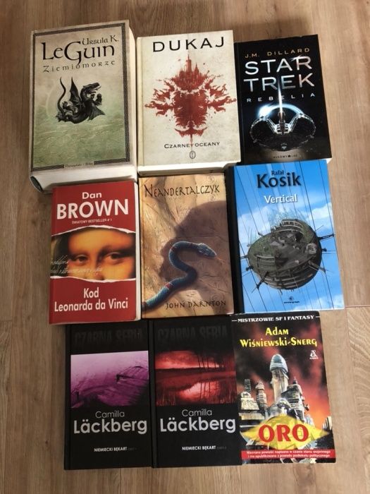 9 książek Ziemiomorze, Czarne oceany, Kod Leonarda, Star Trek i inne