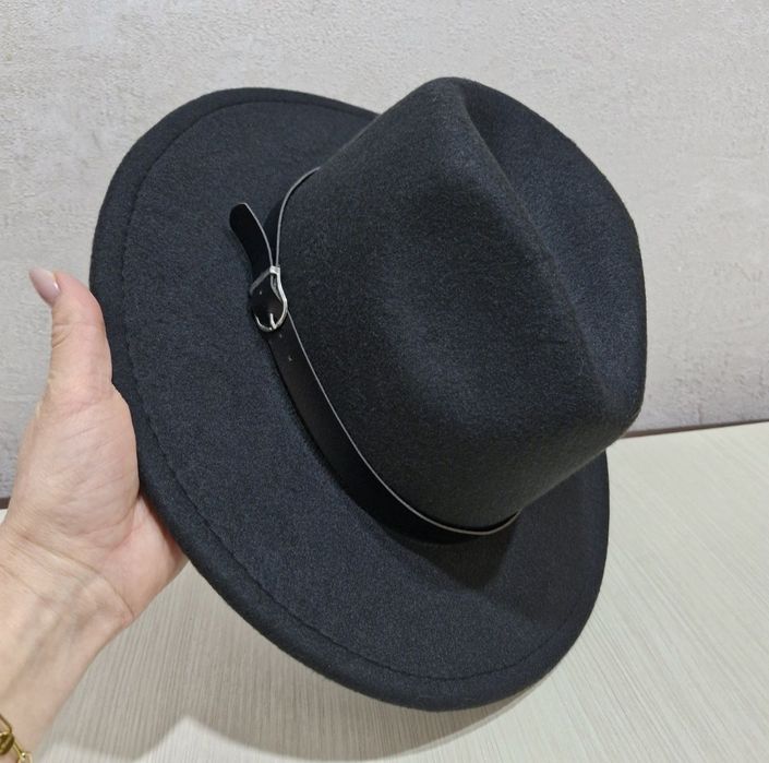 Капклюх фетровий чорний жіночий чоловічий ковбойка