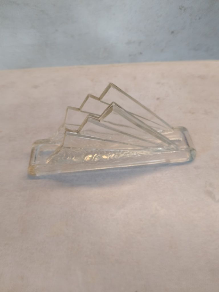 Serwetnik PRL HORTENSJA art deco szkło prasowane sodowe