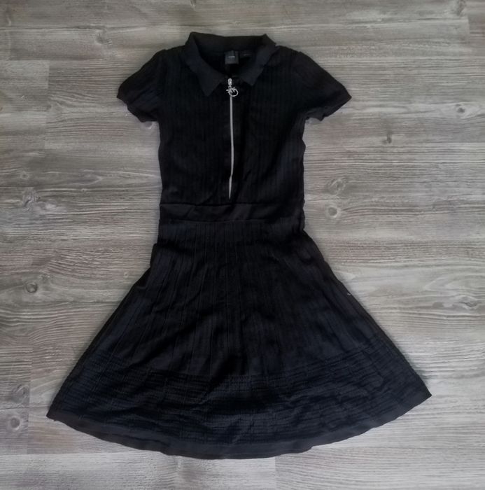 Pinko czarna sukienka polo suwak jaskółki 34 xs