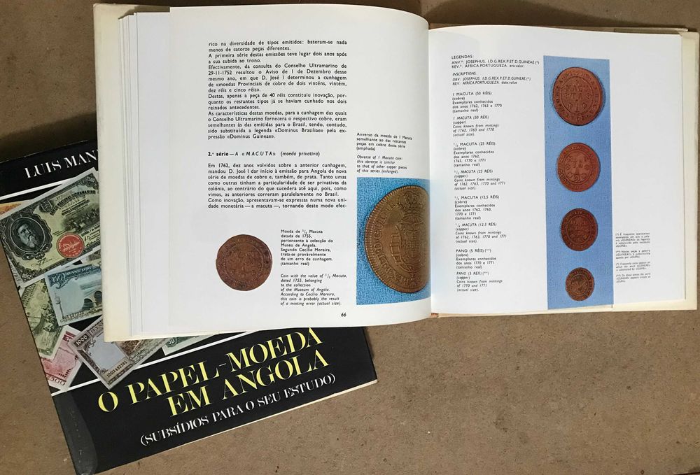 Livros "Moedas de Angola" e "O Papel Moeda em Angola"