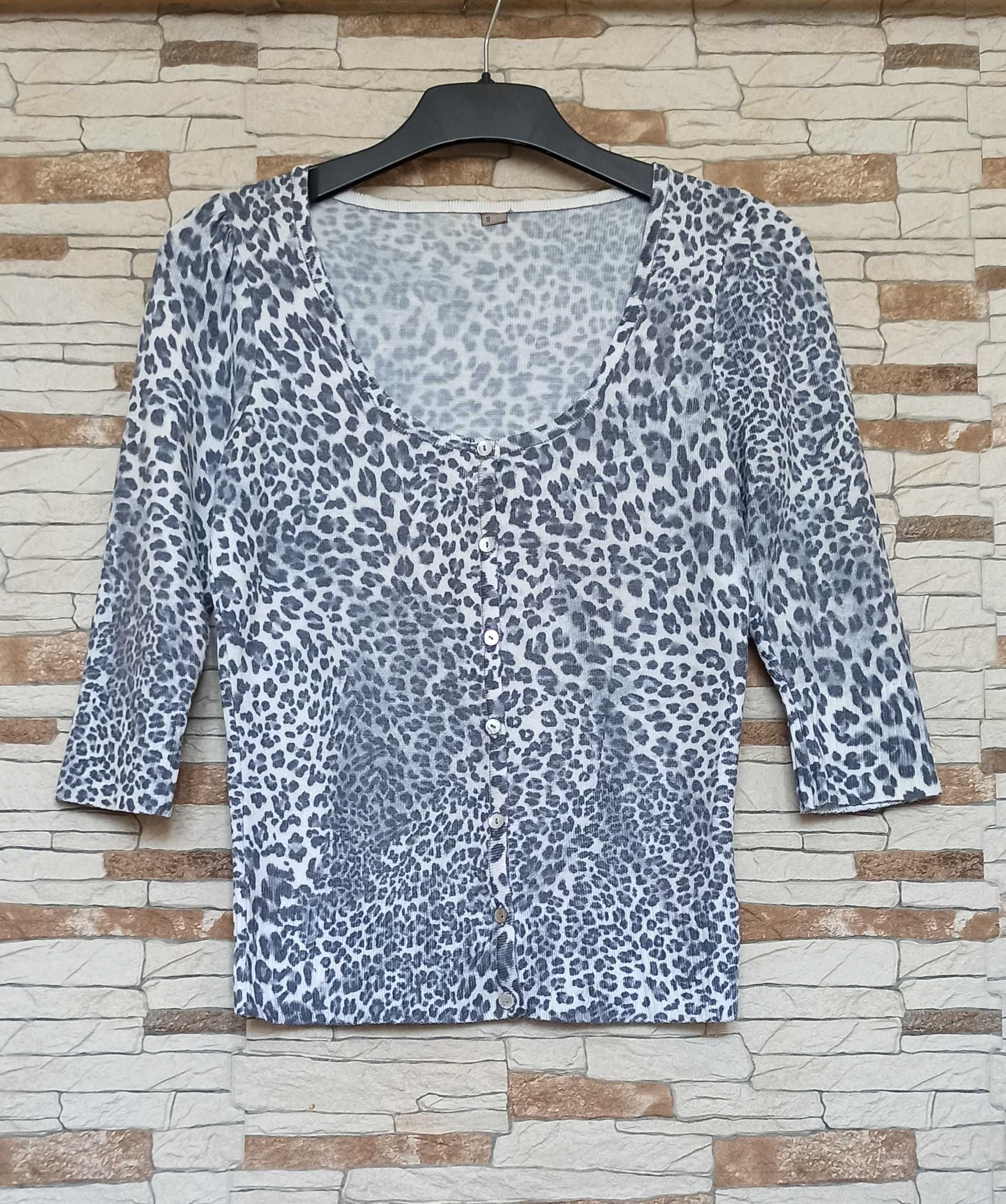 sweter damski kardigan zapinany fiolet lila szary S/M