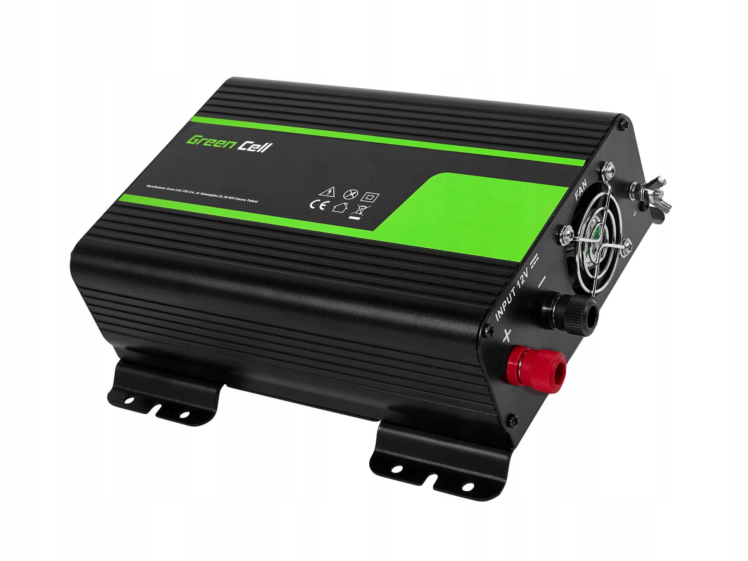 Przetwornica samochodowa inwerter GreenCell PRO 12V 230V 300W 600W USB