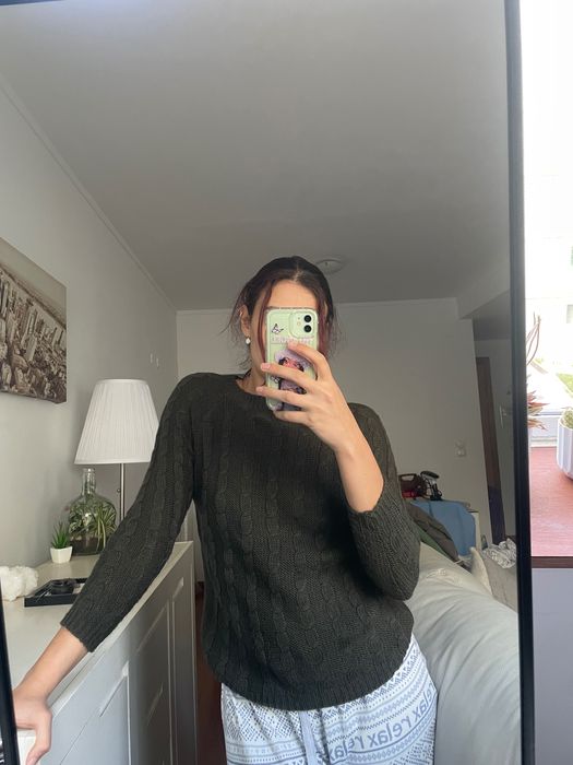 Camisola malha verde seco  escuro