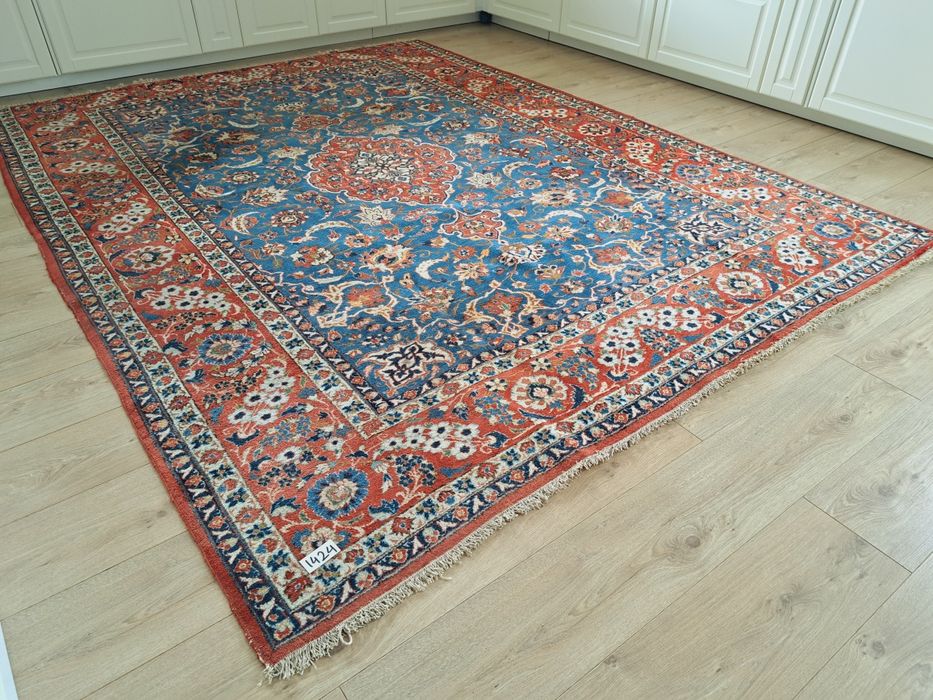 Antyczny perski ręcznie tkany wełniany dywan Isfahan 210x285cm