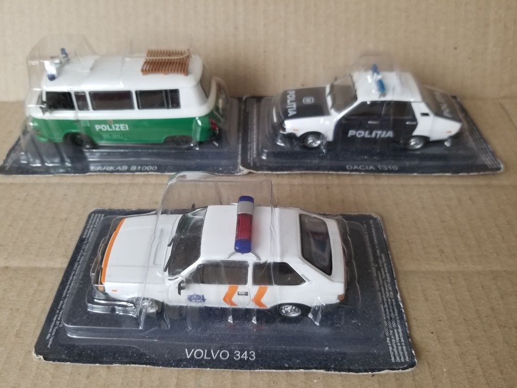 Машинки Volvo 343, Barkas B1000, Dacia 1310 полицейские машины мира