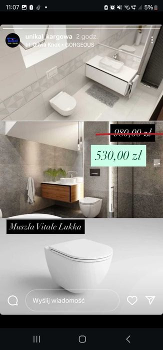 Wyprzedaż ekspozycji ! Muszla wisząca Vitale by Ravak  Lukka + sedes