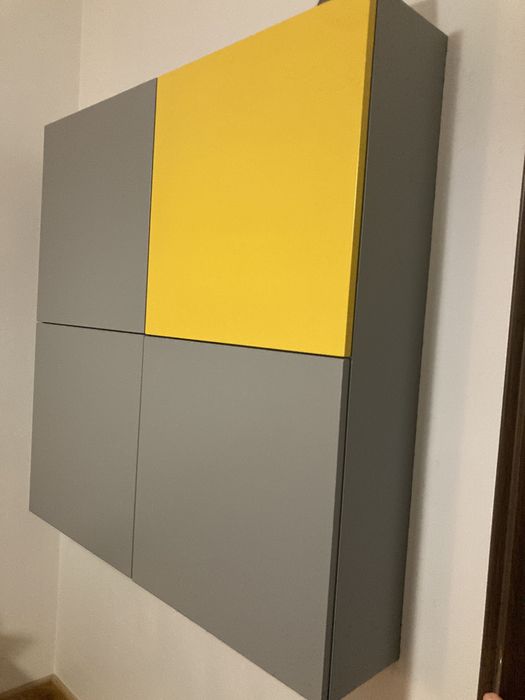 Szafka wisząca nowoczesna 120x120x24cm szaro-żółta