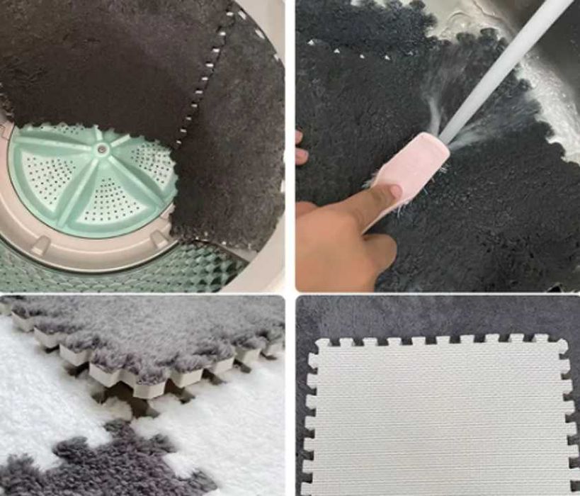 Коврик Пазл плюшевий коврик з ворсом м'яка підлога  килимок пазл