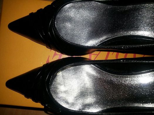 Szpilki 37 eleganckie czarne kokardki deichmann wesele buty