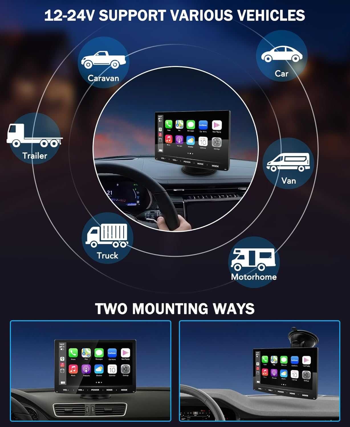 Urvolax UR71C Bezprzewodowy Monitor ANDROID AUTO CARPLAY GPS Airplay