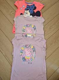 Koszulki t shirty 98 dla dziewczynki Peppa, Myszka Minnie