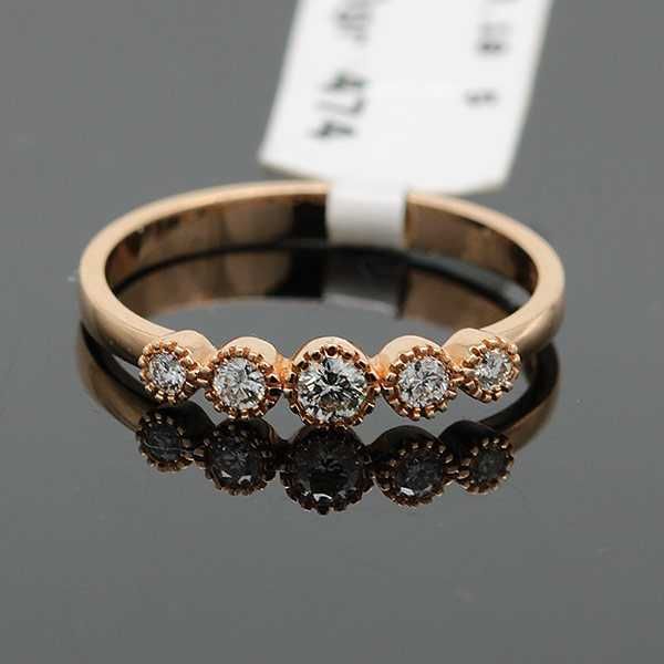 Złoty pierścionek z diamentami obrączka różowe złoto 0.18ct 14K