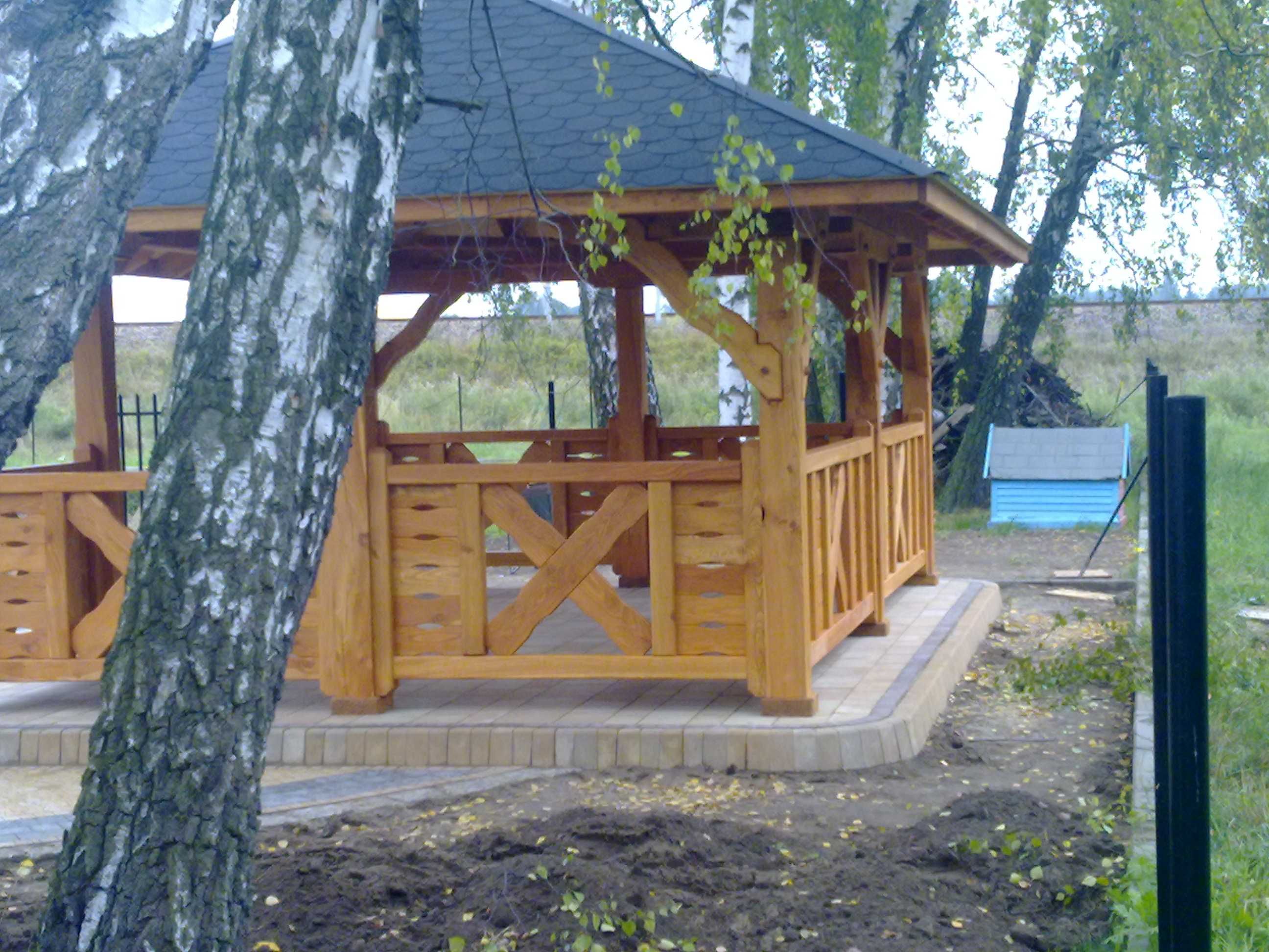 Drewniana Altana Altanka ogrodowa modrzewiowa 4x6 meble ogrodowe