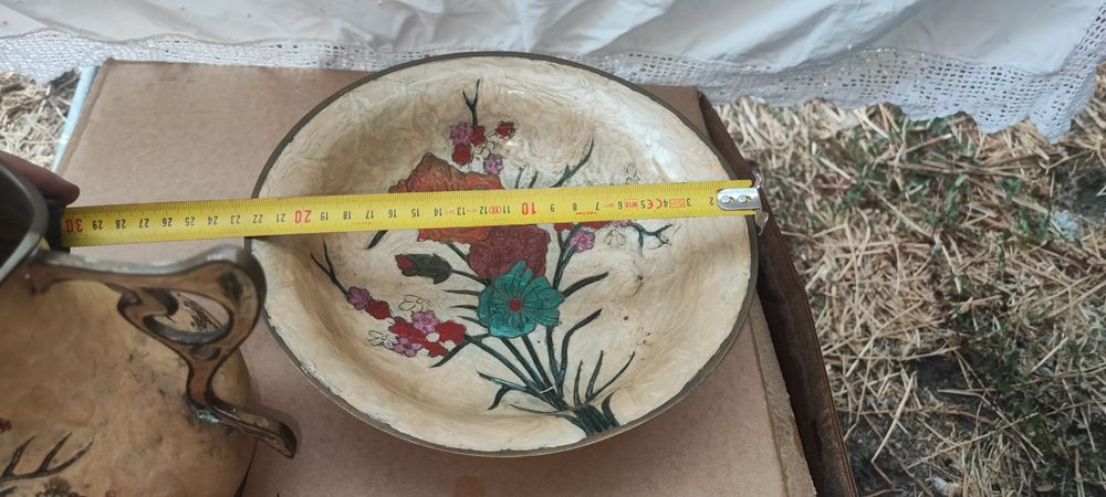 Jarra e prato em  bronze