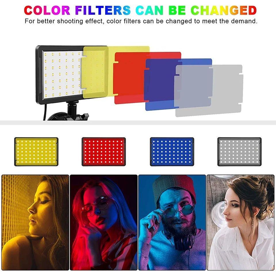 Mini painel de luz led com filtros de cores + tripé 46cm NOVO