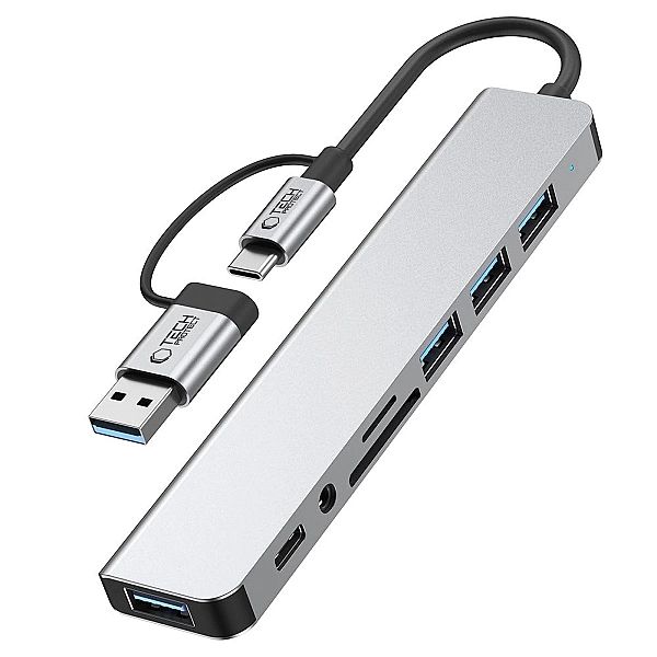 Tech-Protect Hb06 Hub Adapter 9In1 Type-C + Usb2.0 + Usb3.0 + Sd/Tf +
