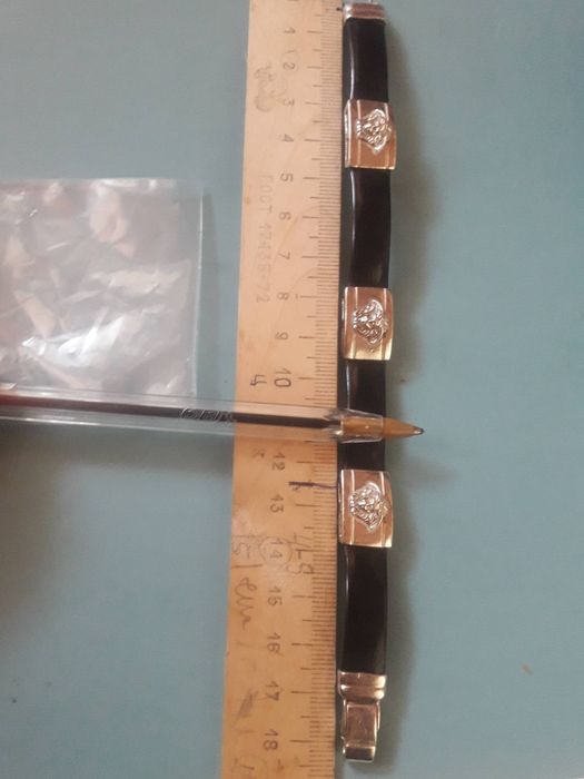 Браслет серебряный Versace каучук вставки серебро 925