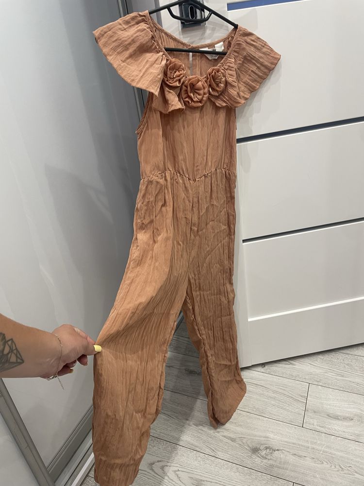 Elegancki dziewczęcy dziecięcy kombinezon kwiaty długi H&M dziecko