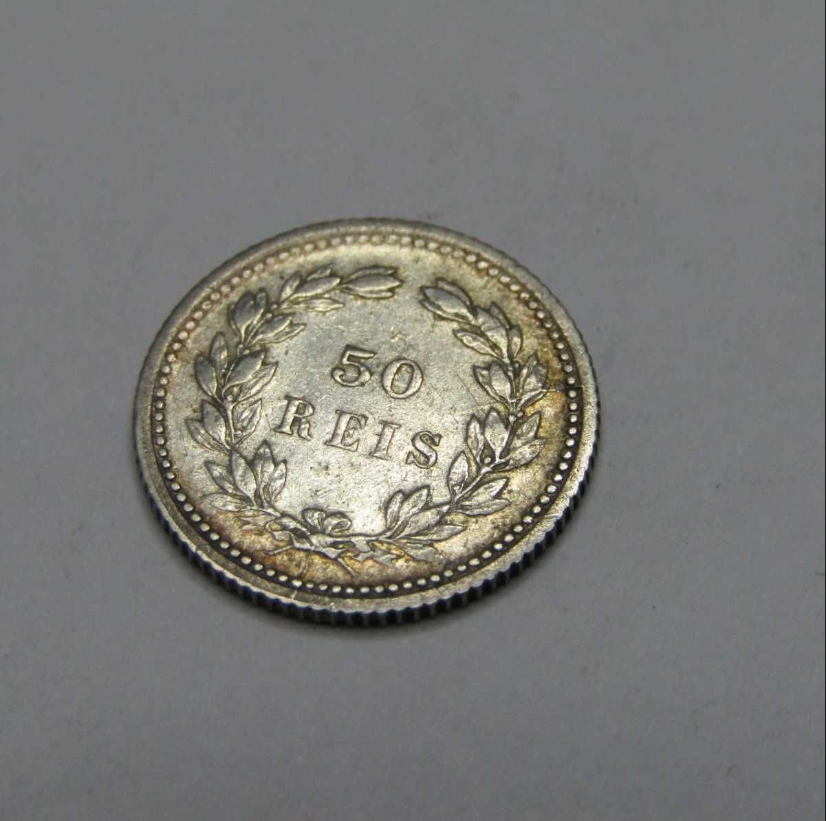 1893 Portugal 50 Reis Coin