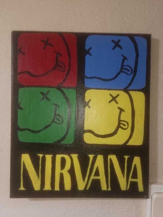 Quadros Pintados à Mão - Nirvana e Smiley Trippy - Arte Original