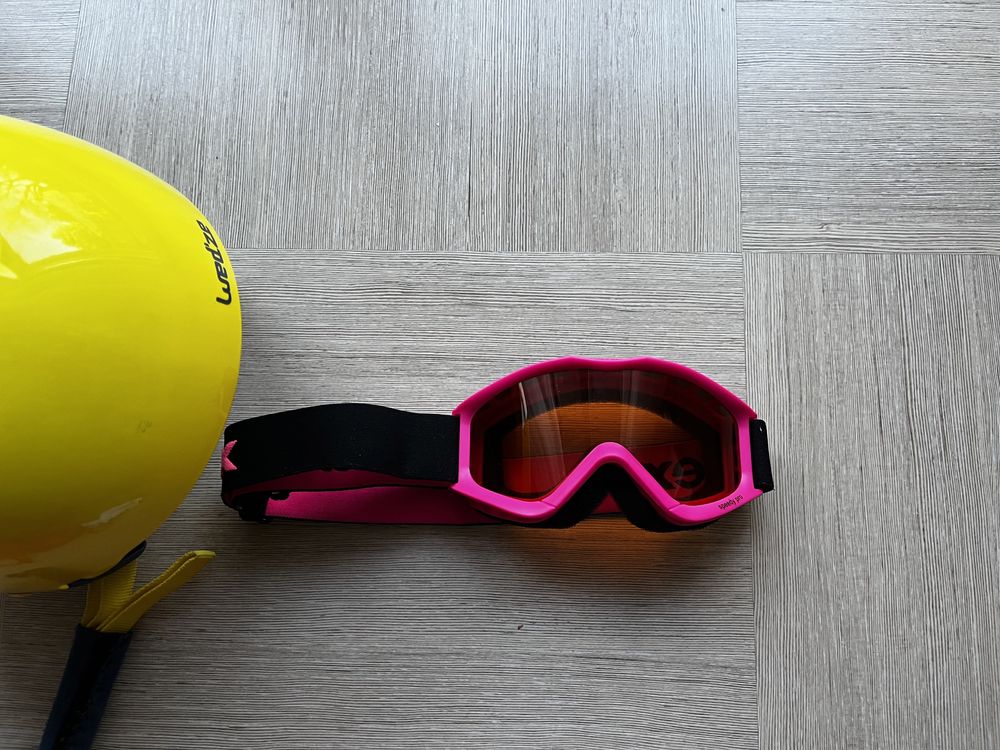 Kask żółty Wedze Piste 500 rozmiar XS 48-52 + gogle uvex speedy pro