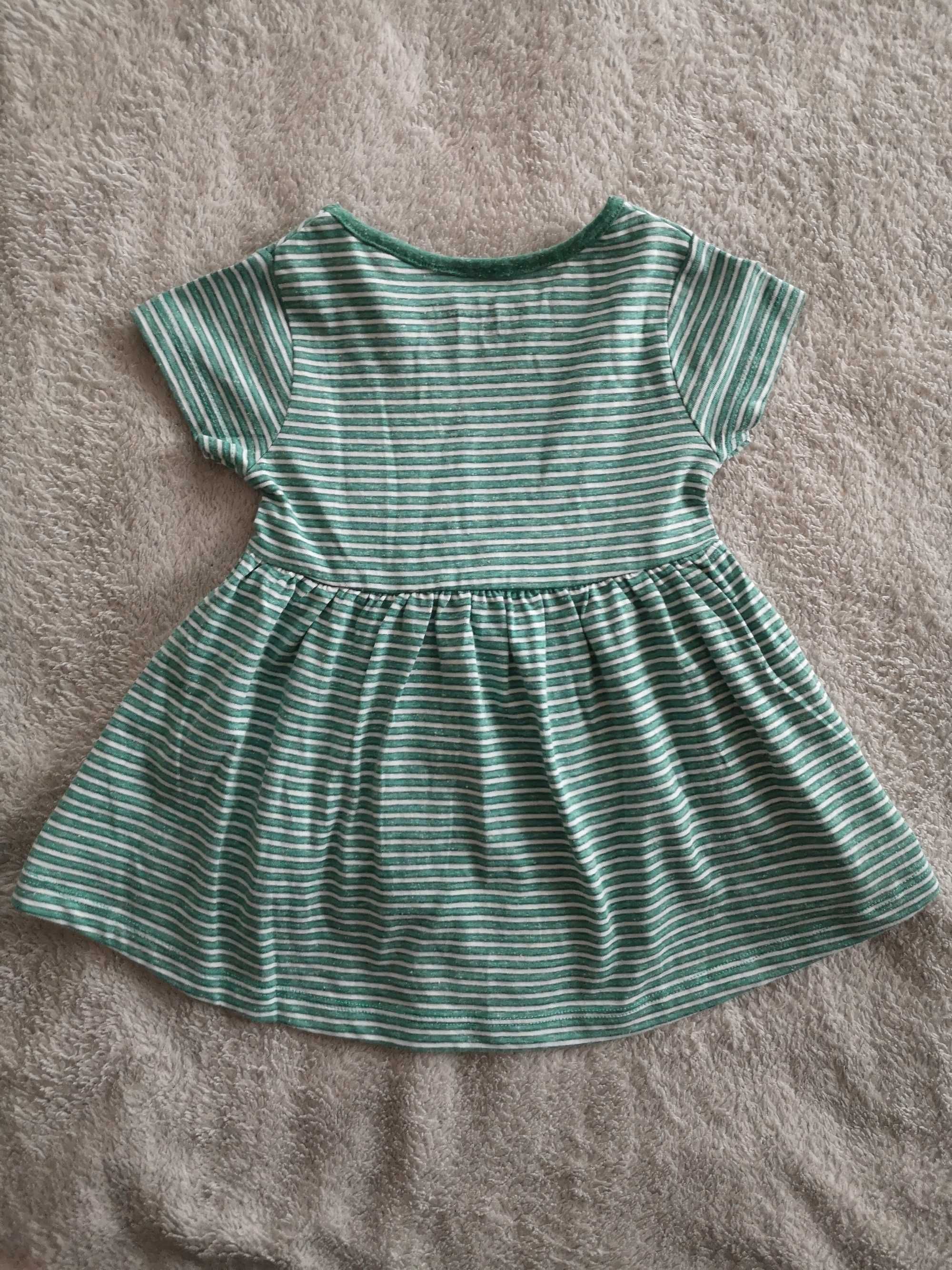 Nowa zielona melanż sukienka w paski Next 62 - 68