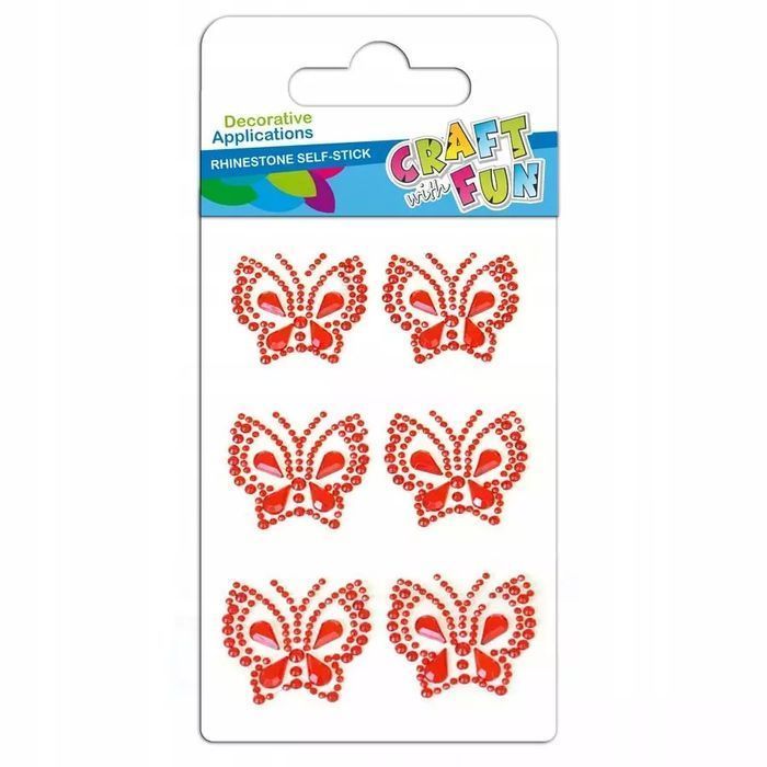 Ozdoba dekoracyjna. Kryształki samoprzylepne, motyle. Craft with Fun
