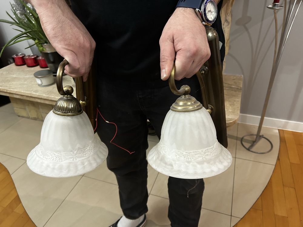 Lampa stylowa retro zloty zyrandol plus kinkiety