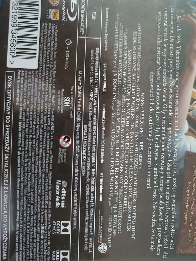 Fantastyczne zwierzęta; jak je znaleźć. Film blu-ray