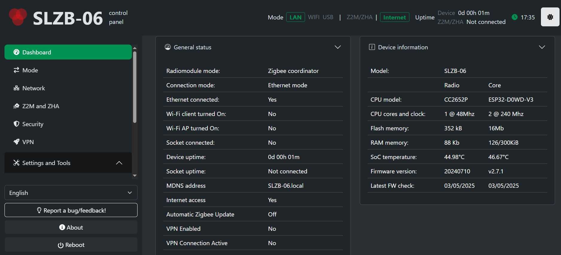 Smlight SLZB-06 Zigbee (зігбі) Ethernet PoE USB LAN WIFI координатор